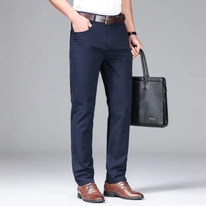 Men’s Lightweight Cotton Blend Straight Pants for Business Casual