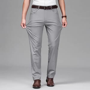 Men’s Lightweight Cotton Blend Straight Pants for Business Casual