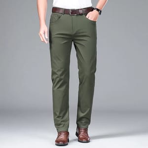 Men’s Lightweight Cotton Blend High Waist Straight Casual Pants