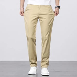 Men’s Lightweight Cotton Casual Pants Loose Straight Business Wear
