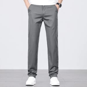 Men’s Lightweight Cotton Casual Pants Loose Straight Business Wear
