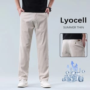 Men’s Lightweight Linen Blend Straight Casual Business Suit Pants
