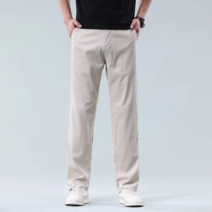 Men’s Lightweight Linen Blend Straight Casual Business Suit Pants