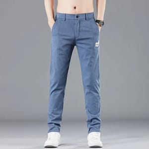 Men’s Lightweight Casual Stretch Pants with Elastic Waist Design