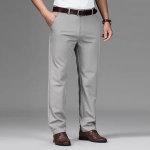Men’s Lightweight Bamboo Fiber Straight Casual Business Stretch Pants