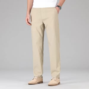 Men’s Lightweight Linen Cotton Pants Casual Straight Office Wear