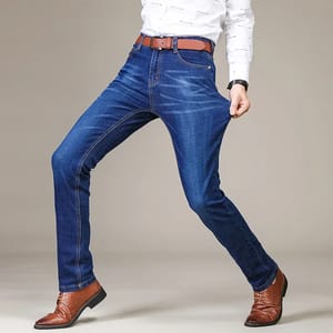 Classic Men’s Business Casual Jeans with Stretch Slim Fit