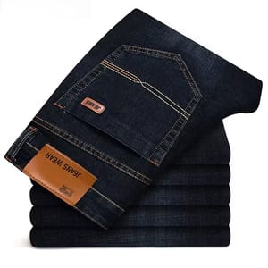 Classic Men’s Business Casual Jeans with Stretch Slim Fit