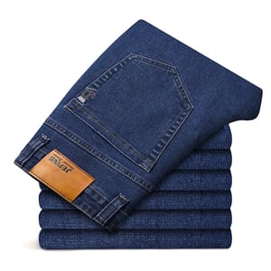 Men’s Classic Casual Business Jeans with Comfortable Stretch Denim