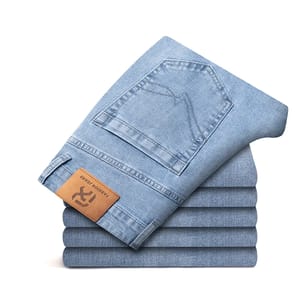 Men’s Retro Regular Fit Stretch Jeans with Anti-Theft Pocket