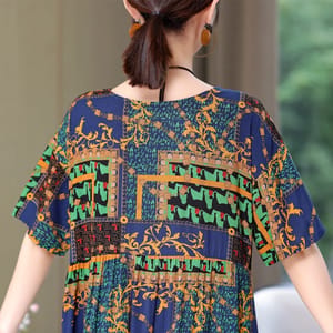 Elegant Summer Casual Dress with Print and Loose Fit Design Fanmuer - Women's Plus Size Dresses 2