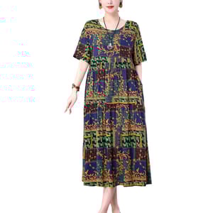 Elegant Summer Casual Dress with Print and Loose Fit Design