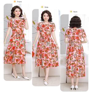 Bohemian Summer Dress with O-Neck and Printed Design Bohemian Summer Dress with O-Neck and Printed Design