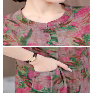 Vintage Summer Print Dress with O-Neck and Short Sleeves Vintage Summer Print Dress with O-Neck and Short Sleeves