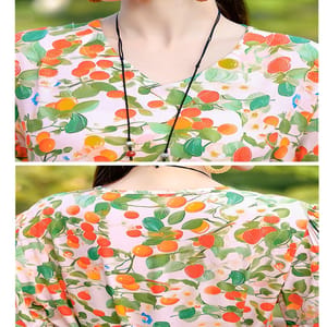 Vintage Summer Print Dress with O-Neck and Waist Sash
