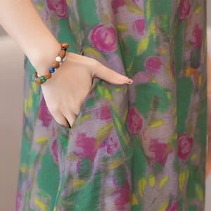 Elegant Summer Bohemian Dress with Floral Print and Pockets Fanmuer - Women's Plus Size Dresses 2