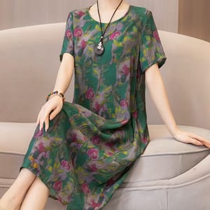 Elegant Summer Bohemian Dress with Floral Print and Pockets Fanmuer - Women's Plus Size Dresses 4