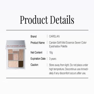 Soft Mist Seven-Color Eyeshadow Palette with Glitter Shimmer Finish Carslan - Women's Eyes 4