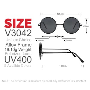 Retro Polarized Round Metal Sunglasses with UV400 Protection Vivibee - Men's Round Sunglasses 4
