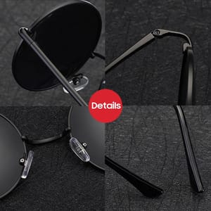 Retro Polarized Round Metal Sunglasses with UV400 Protection Vivibee - Men's Round Sunglasses 2