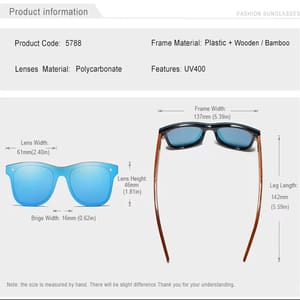 Handcrafted Bamboo Sunglasses for Men with UV400 Protection