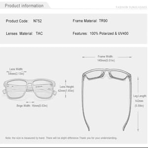 Retro Rectangle Polarized Sunglasses for Men Casual UV400 Protection