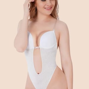 Grape 'Mesh' Backless Bodysuits U-Plunge Thong Shaper Grape - Women's Babydolls & Bodysuits 9