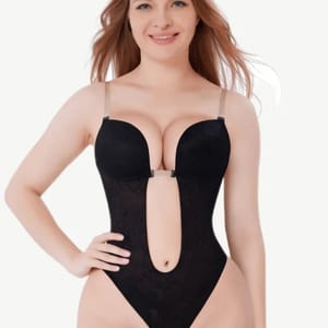 Grape 'Mesh' Backless Bodysuits U-Plunge  Thong Shaper