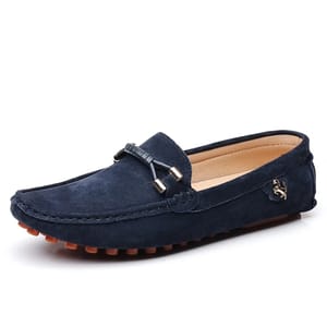 Men’s Breathable Split Leather Loafers with Lace-Up Design