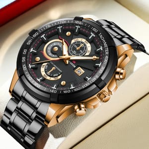 Bold Men's Quartz Watch with Large Dial and Night Light