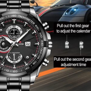 Bold Men's Quartz Watch with Large Dial and Night Light