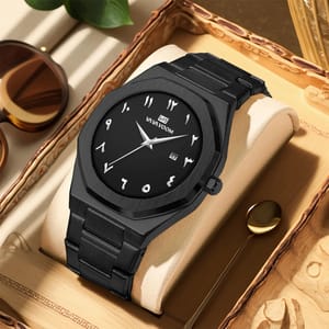 Stylish Stainless Steel Quartz Watch with Calendar and Water Resistance