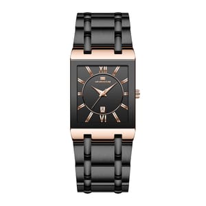 Elegant Square Quartz Watch with Stainless Steel Business Strap