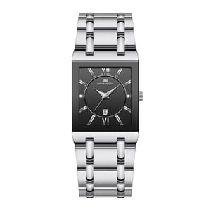 Elegant Square Quartz Watch with Stainless Steel Business Strap