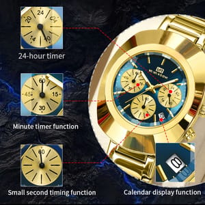 Stylish Oval Dial Quartz Watch with Calendar and Stopwatch Stylish Oval Dial Quartz Watch with Calendar and Stopwatch