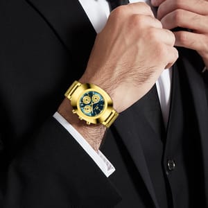Stylish Oval Dial Quartz Watch with Calendar and Stopwatch Stylish Oval Dial Quartz Watch with Calendar and Stopwatch