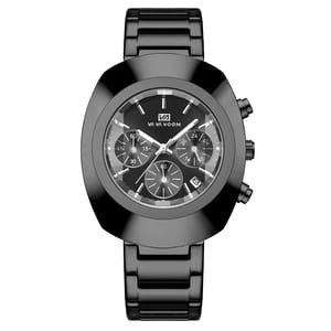 Stylish Oval Dial Quartz Watch with Calendar and Stopwatch