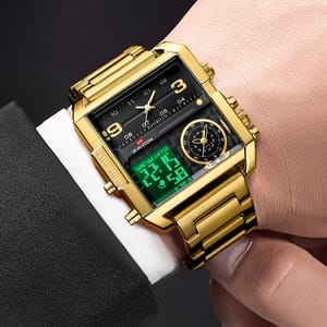 Square Dual Display Watch with LED and Mesh Strap Square Dual Display Watch with LED and Mesh Strap