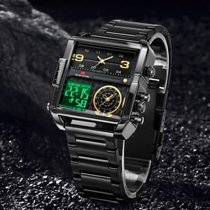 Square Dual Display Watch with LED and Mesh Strap Square Dual Display Watch with LED and Mesh Strap