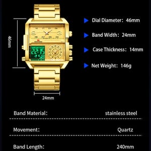Square Dual Display Watch with LED and Mesh Strap Square Dual Display Watch with LED and Mesh Strap