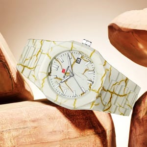 Stylish Marble Pattern Sports Watch with Silicone Band for Men