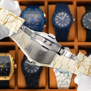 Stylish Marble Pattern Sports Watch with Silicone Band for Men