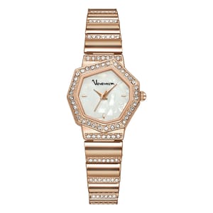 Elegant Polygon Rhinestone Women Watch with Calendar Quartz Movement