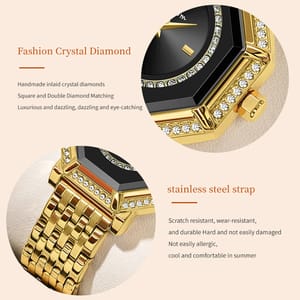 Elegant Geometric Rhinestone Women Watch with Stainless Steel Mesh VA VA VOOM - Women's Dress Watches 2