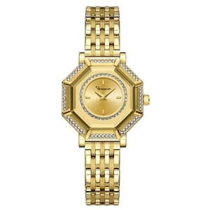 Elegant Geometric Rhinestone Women Watch with Stainless Steel Mesh