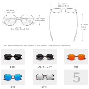Classic Round Wooden Polarized Sunglasses with UV400 Mirror Lens Kingseven - Women's Round Sunglasses 4