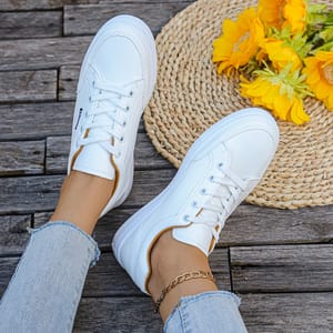 Women's Classic Lace-Up Sneakers for Comfortable Everyday Wear Bzqbzx - Women's Low Top Sneakers 3