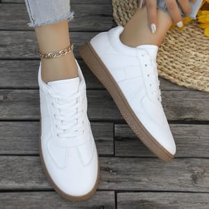 Women's Casual White Lace-Up Sneakers for Breathable Everyday Comfort Bzqbzx - Women's Low Top Sneakers 4