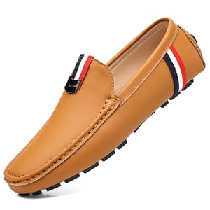 Men’s Breathable Leather Loafers Lightweight Anti-Slip Casual Driving Shoes