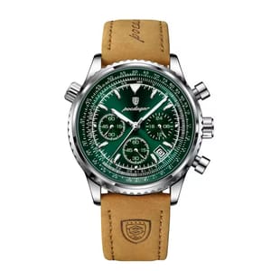 Elegant Chronograph Leather Watch for Men with Luminous Display